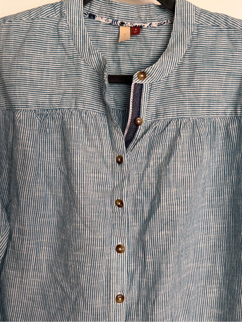 Pilcro Blue and White Striped Peasant Button-Front Shirt - Picture 6 of 10